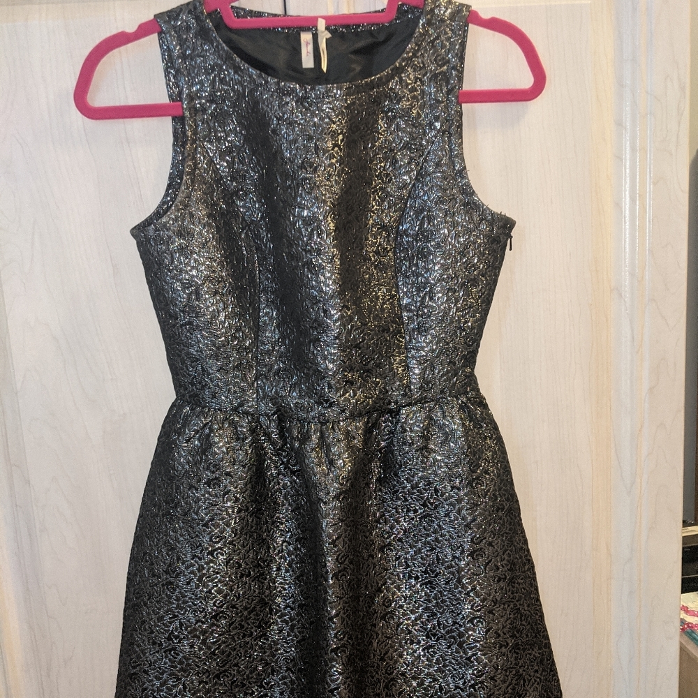 Black metallic cocktail dress